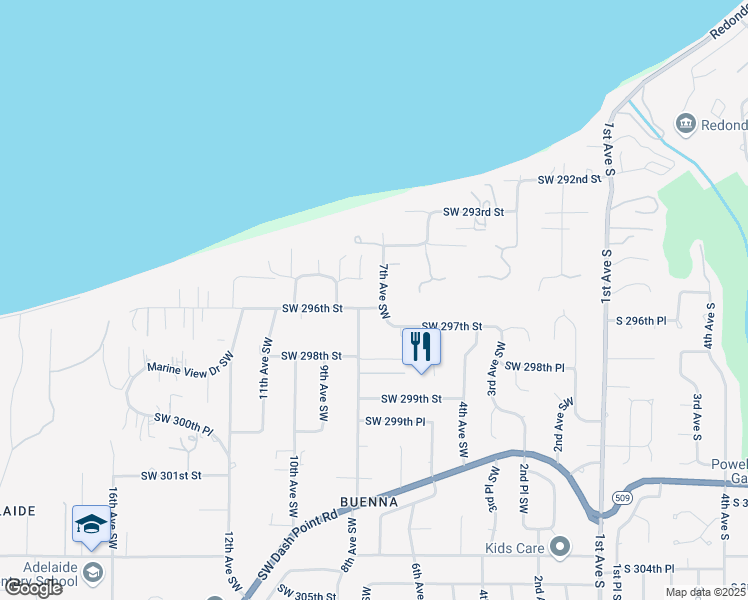 map of restaurants, bars, coffee shops, grocery stores, and more near 706 Southwest 296th Street in Federal Way