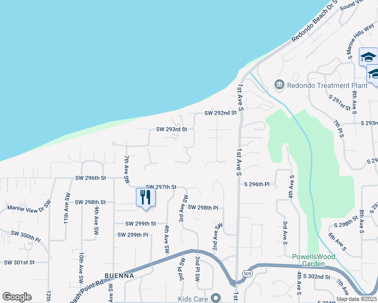 map of restaurants, bars, coffee shops, grocery stores, and more near 29804 3rd Avenue Southwest in Federal Way