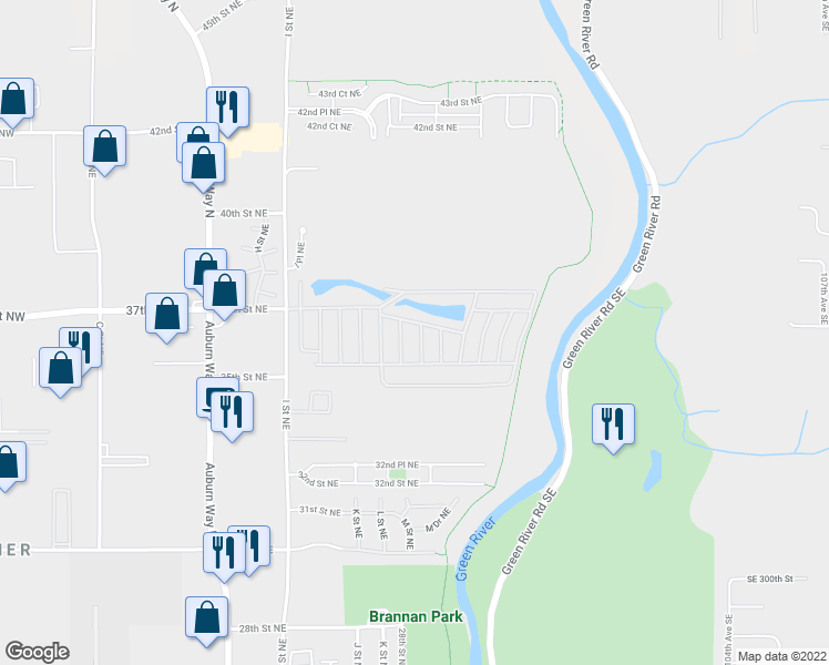 map of restaurants, bars, coffee shops, grocery stores, and more near Unnamed Road in Auburn