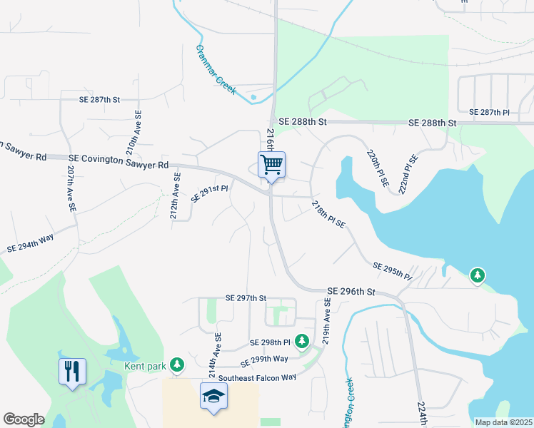 map of restaurants, bars, coffee shops, grocery stores, and more near 29306 215th Place Southeast in Kent