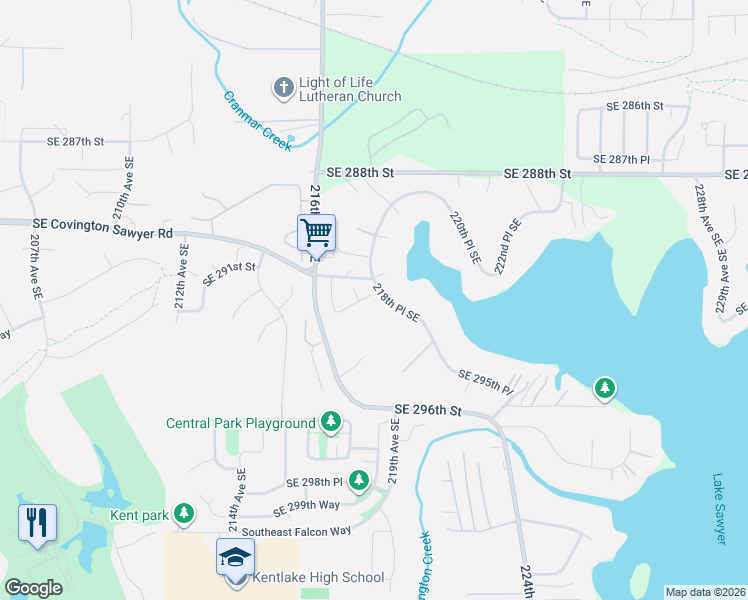 map of restaurants, bars, coffee shops, grocery stores, and more near 21773 Southeast 292nd Place in Black Diamond