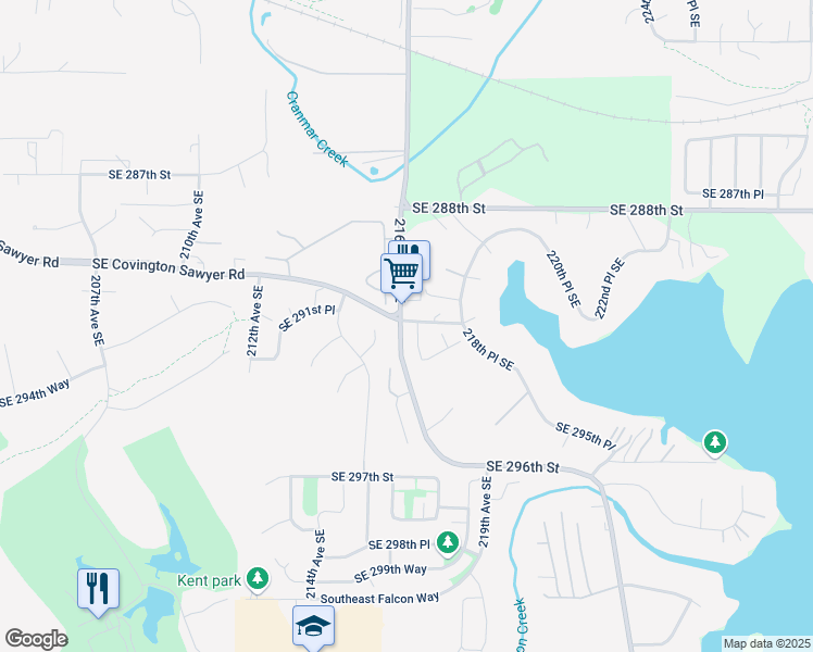 map of restaurants, bars, coffee shops, grocery stores, and more near 29306 215th Place Southeast in Kent