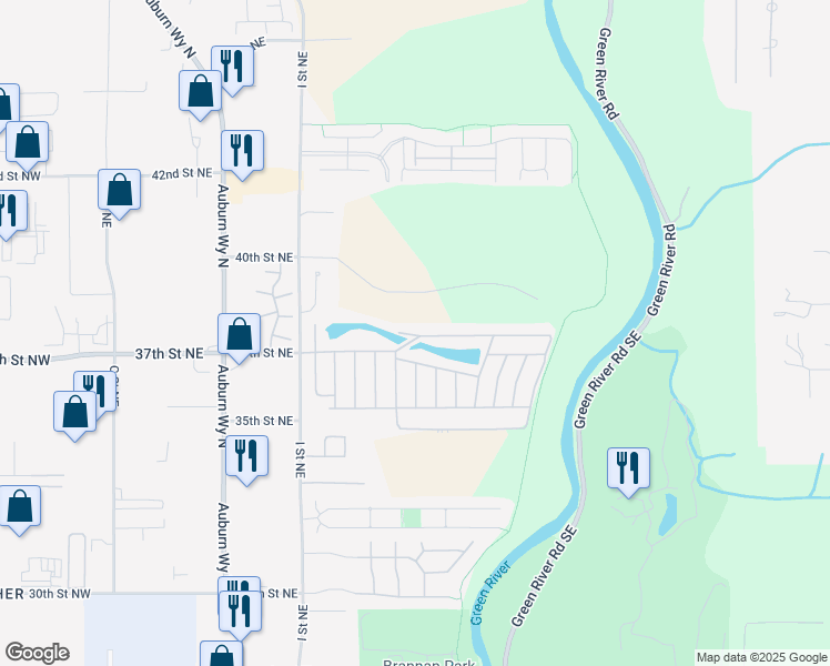 map of restaurants, bars, coffee shops, grocery stores, and more near Unnamed Road in Auburn