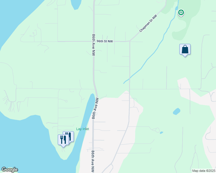map of restaurants, bars, coffee shops, grocery stores, and more near 9111 86th Avenue Northwest in Gig Harbor