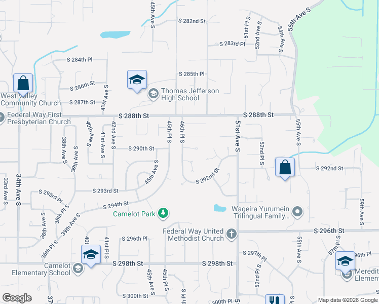 map of restaurants, bars, coffee shops, grocery stores, and more near 4605 South 290th Place in Auburn