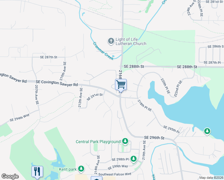 map of restaurants, bars, coffee shops, grocery stores, and more near 21549 Southeast 290th Place in Kent