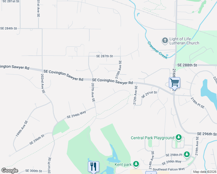map of restaurants, bars, coffee shops, grocery stores, and more near 20711 Southeast 291st Place in Kent
