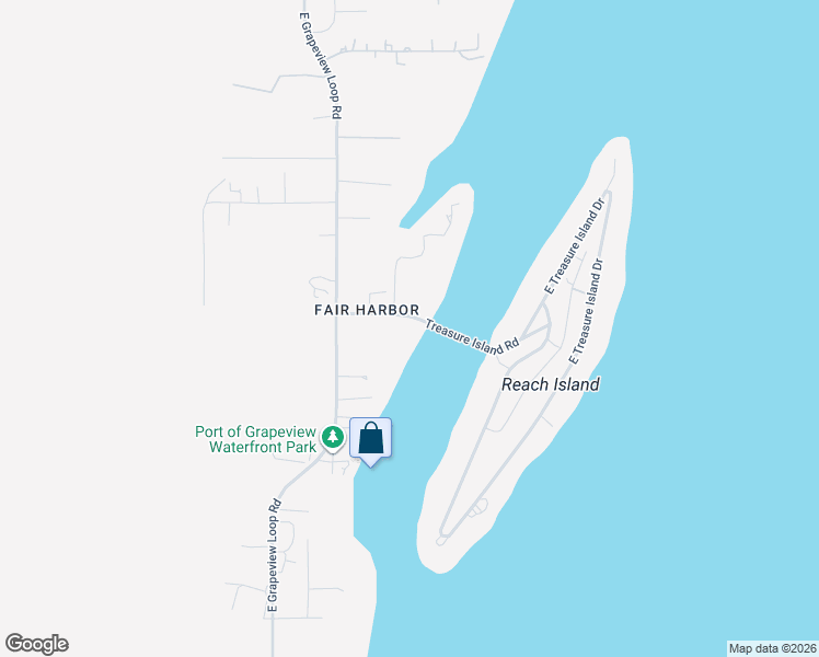 map of restaurants, bars, coffee shops, grocery stores, and more near 100 Treasure Island Road in Allyn-Grapeview