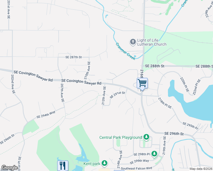 map of restaurants, bars, coffee shops, grocery stores, and more near 29002 212th Avenue Southeast in Kent