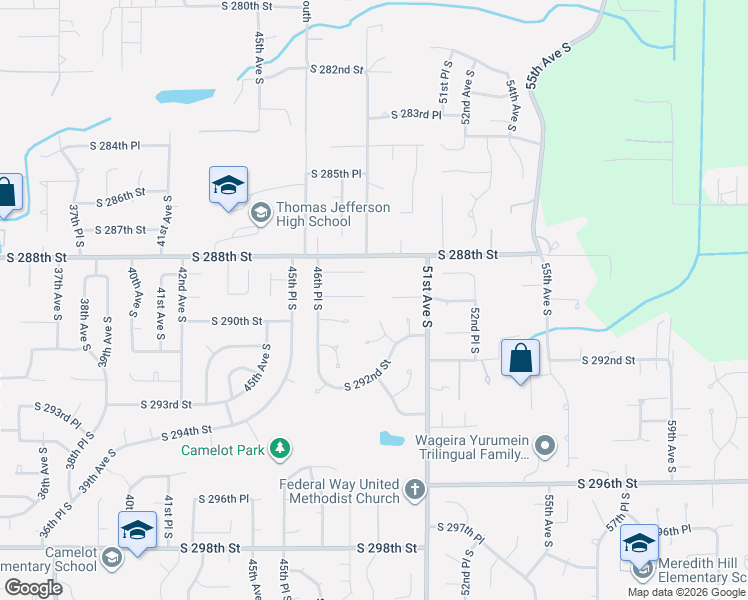 map of restaurants, bars, coffee shops, grocery stores, and more near 29014 50th Avenue South in Auburn