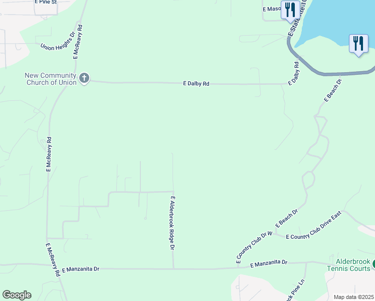 map of restaurants, bars, coffee shops, grocery stores, and more near 386 East Alderbrook Ridge Drive in Union