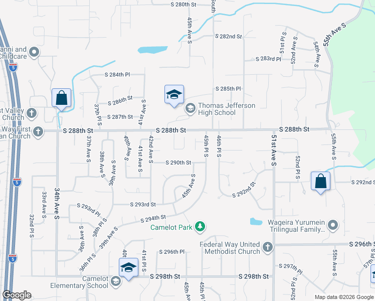 map of restaurants, bars, coffee shops, grocery stores, and more near 4262 South 290th Street in Auburn
