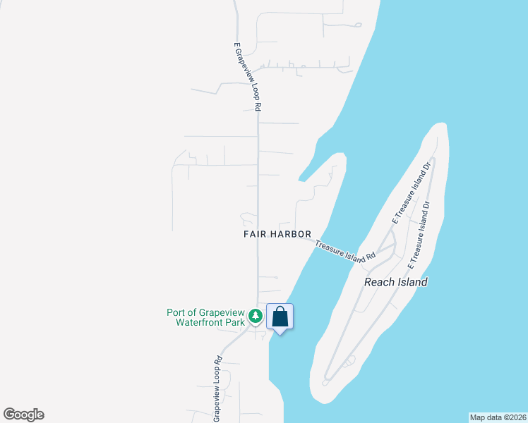 map of restaurants, bars, coffee shops, grocery stores, and more near 5440 Grapeview Loop Road in Mason County