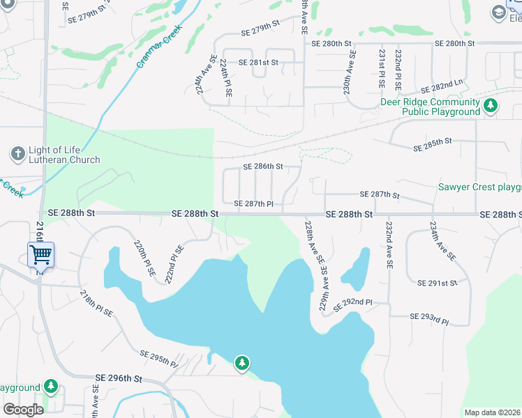 map of restaurants, bars, coffee shops, grocery stores, and more near 22607 Southeast 287th Place in Maple Valley