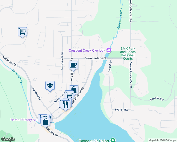 map of restaurants, bars, coffee shops, grocery stores, and more near 9324 North Harborview Drive in Gig Harbor
