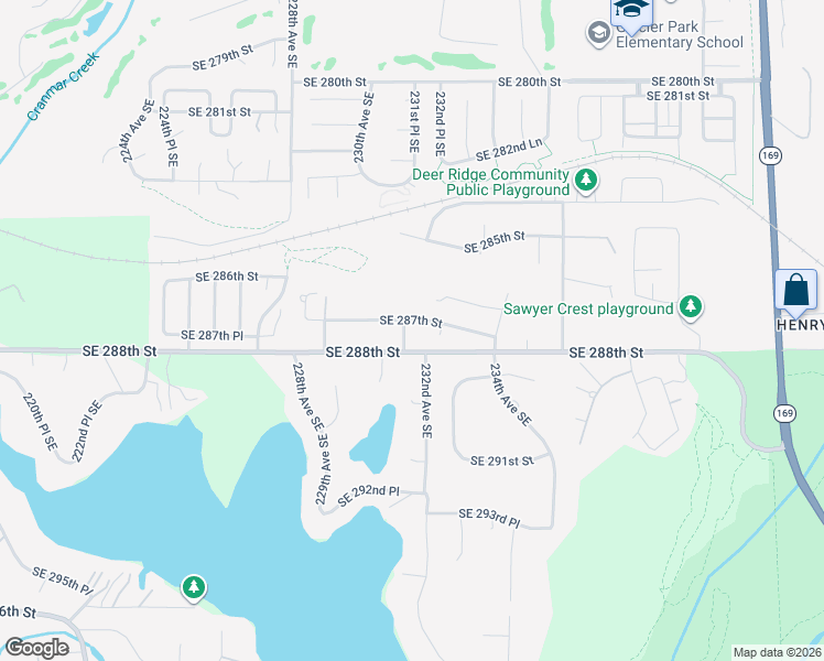 map of restaurants, bars, coffee shops, grocery stores, and more near 23118 Southeast 287th Street in Maple Valley