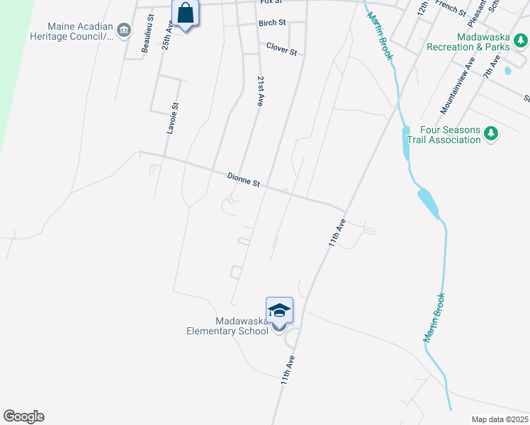 map of restaurants, bars, coffee shops, grocery stores, and more near 263 19th Avenue in Madawaska