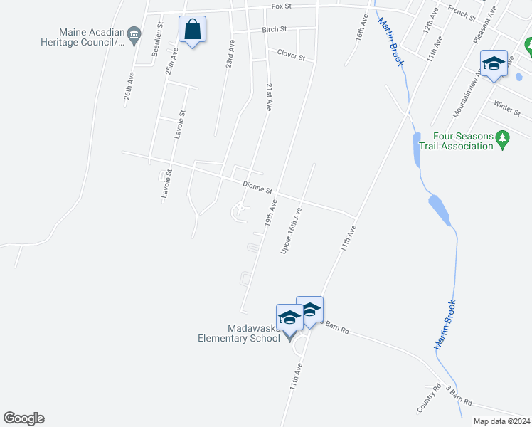 map of restaurants, bars, coffee shops, grocery stores, and more near 263 19th Avenue in Madawaska