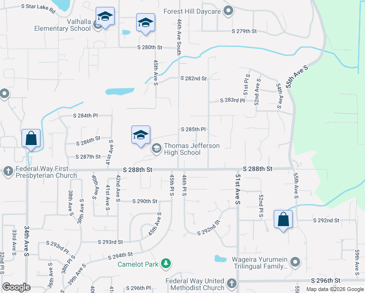 map of restaurants, bars, coffee shops, grocery stores, and more near 28626 46th Avenue South in Auburn