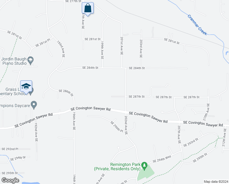 map of restaurants, bars, coffee shops, grocery stores, and more near 20012 Southeast 287th Street in Covington
