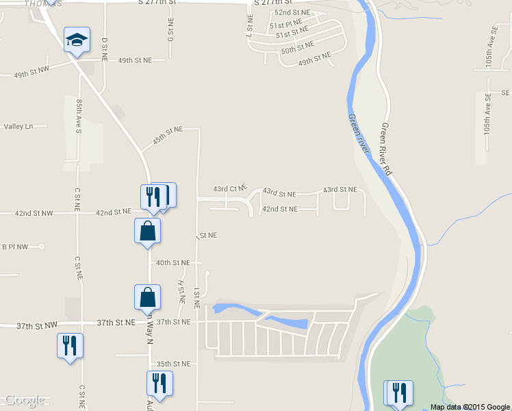 map of restaurants, bars, coffee shops, grocery stores, and more near 4217 L Place Northeast in Auburn