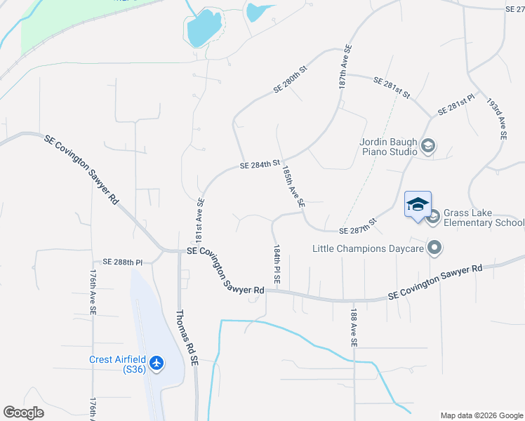 map of restaurants, bars, coffee shops, grocery stores, and more near 18330 Southeast 286th Street in Kent
