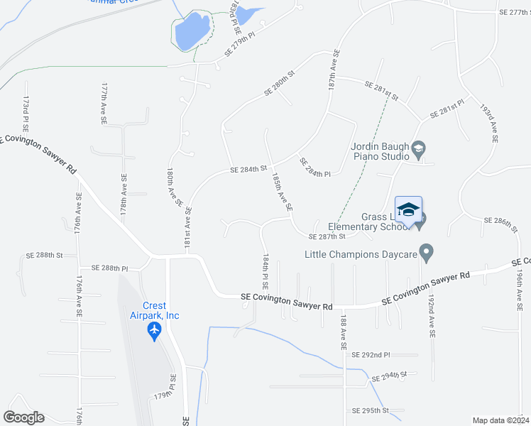 map of restaurants, bars, coffee shops, grocery stores, and more near 18424 Southeast 286th Street in Kent