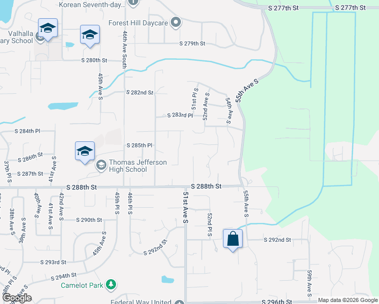 map of restaurants, bars, coffee shops, grocery stores, and more near 28432 50th Avenue South in Auburn