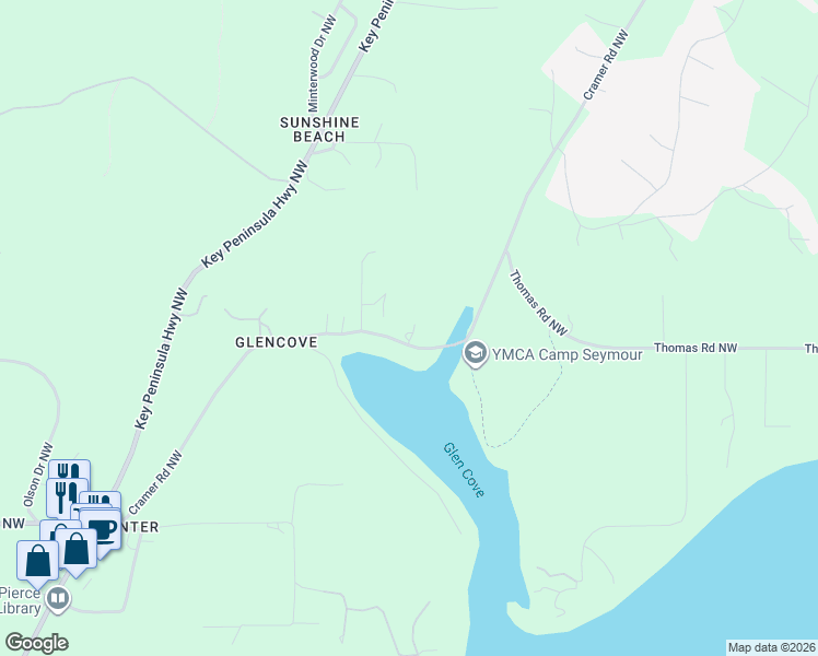 map of restaurants, bars, coffee shops, grocery stores, and more near 9718 Cramer Road Northwest in Gig Harbor
