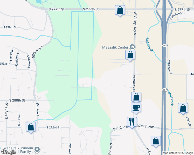 map of restaurants, bars, coffee shops, grocery stores, and more near 6302 South 287th Street in Auburn