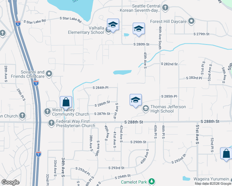 map of restaurants, bars, coffee shops, grocery stores, and more near 28506 41st Avenue South in Auburn