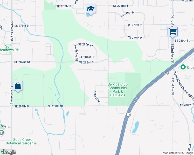 map of restaurants, bars, coffee shops, grocery stores, and more near 14222 Southeast 284th Place in Kent
