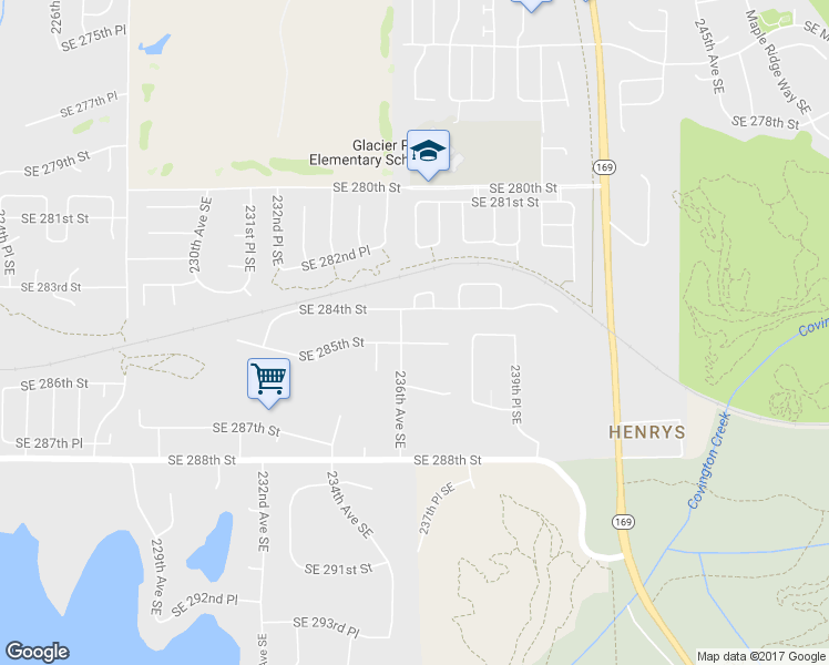 map of restaurants, bars, coffee shops, grocery stores, and more near 23606 Southeast 285th Street in Maple Valley