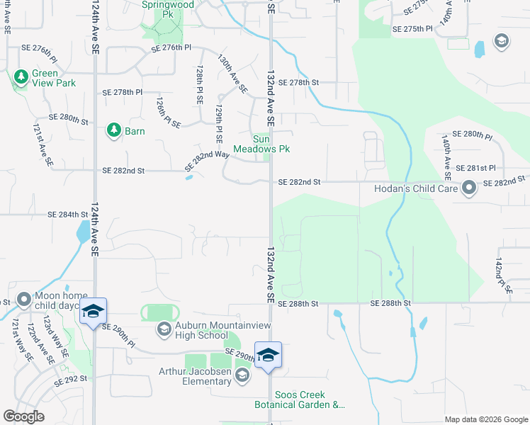 map of restaurants, bars, coffee shops, grocery stores, and more near 28255 132nd Avenue Southeast in Auburn
