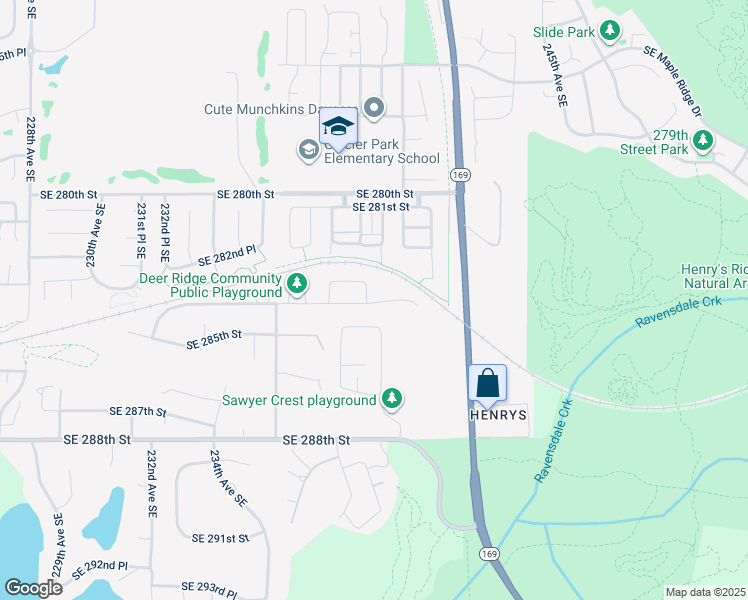 map of restaurants, bars, coffee shops, grocery stores, and more near 23834 Southeast 284th Street in Maple Valley