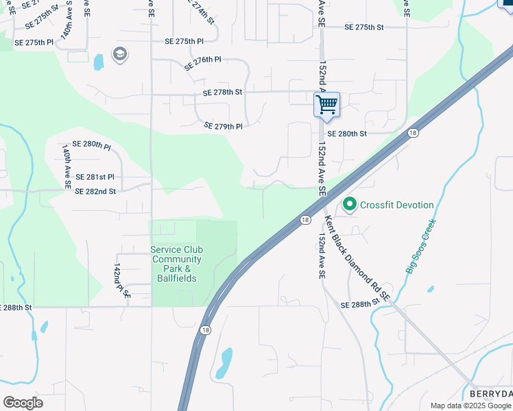 map of restaurants, bars, coffee shops, grocery stores, and more near 28221 149th Avenue Southeast in Kent