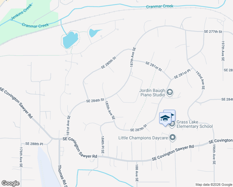 map of restaurants, bars, coffee shops, grocery stores, and more near 14228 Southeast 284th Place in Kent