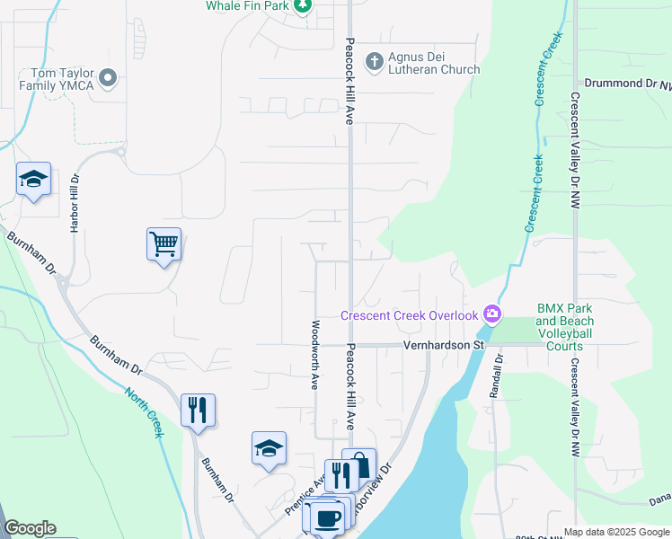 map of restaurants, bars, coffee shops, grocery stores, and more near 9806 Harborview Place in Gig Harbor