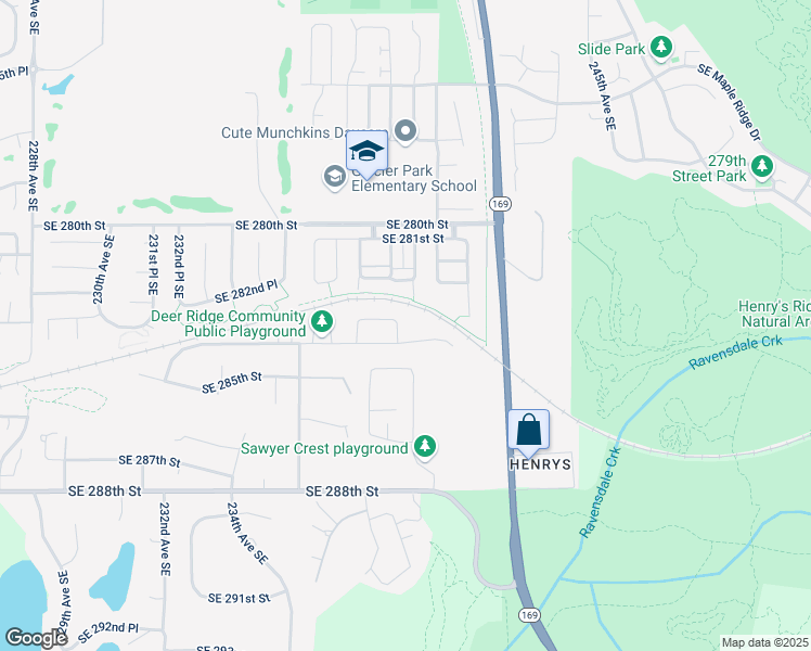 map of restaurants, bars, coffee shops, grocery stores, and more near 23834 Southeast 284th Street in Maple Valley