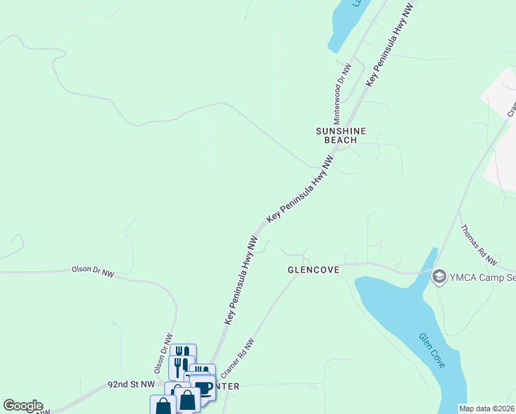map of restaurants, bars, coffee shops, grocery stores, and more near 9706 Key Peninsula Highway Northwest in Gig Harbor