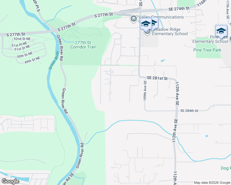 map of restaurants, bars, coffee shops, grocery stores, and more near 28120 105th Avenue Southeast in Auburn