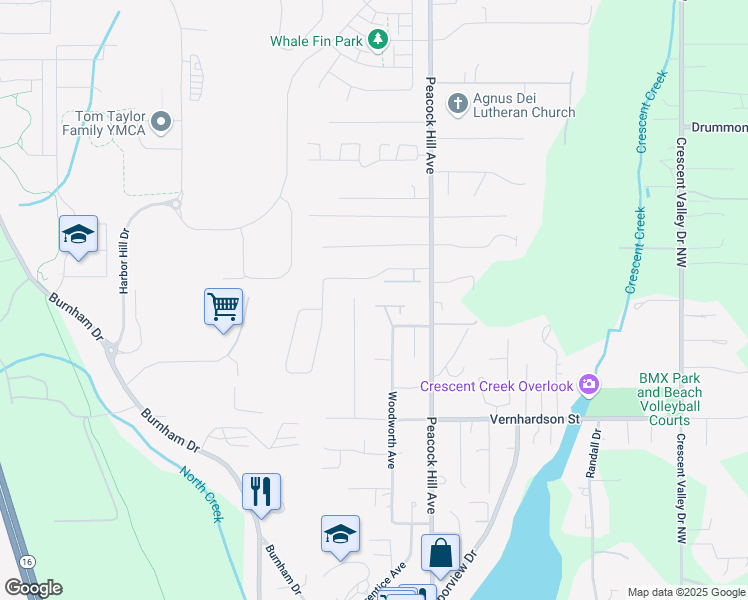 map of restaurants, bars, coffee shops, grocery stores, and more near 3921 Plume Lane in Gig Harbor