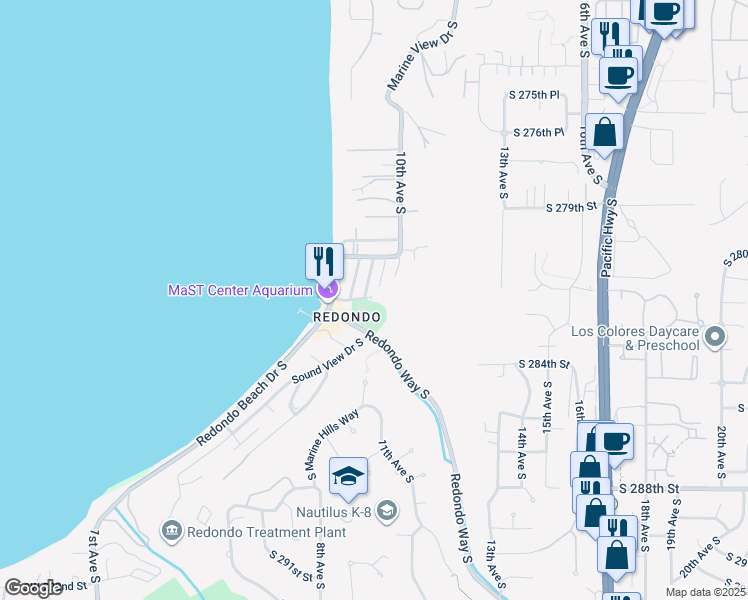 map of restaurants, bars, coffee shops, grocery stores, and more near 28200 9th Avenue South in Des Moines