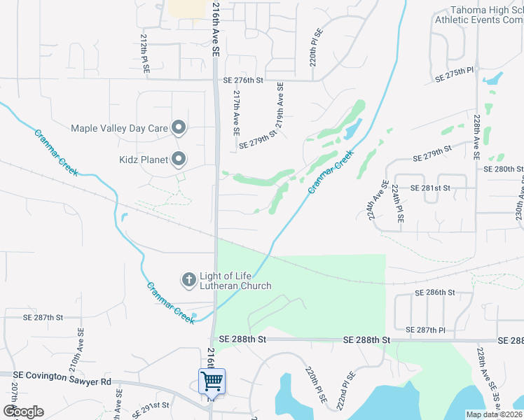 map of restaurants, bars, coffee shops, grocery stores, and more near 28120 219th Place Southeast in Maple Valley