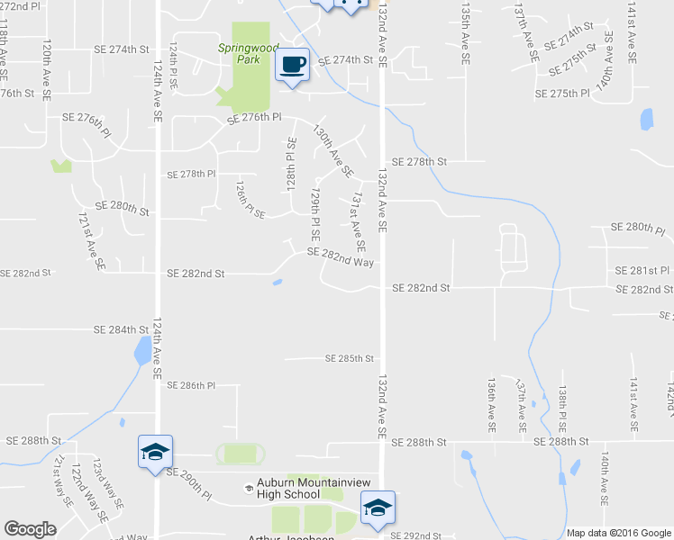 map of restaurants, bars, coffee shops, grocery stores, and more near 13017 Southeast 282nd Way in Kent