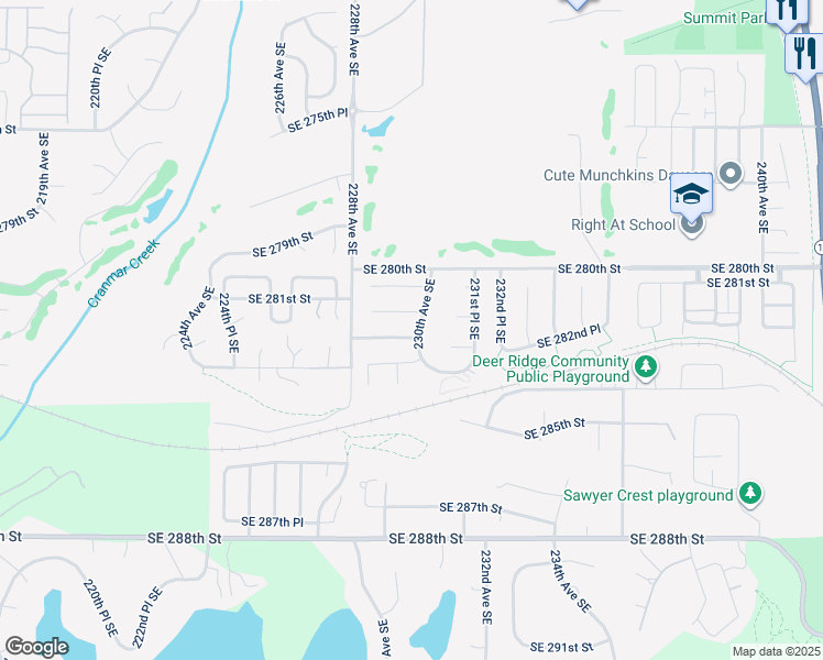 map of restaurants, bars, coffee shops, grocery stores, and more near 28123 230th Avenue Southeast in Maple Valley
