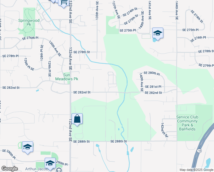 map of restaurants, bars, coffee shops, grocery stores, and more near 28117 136th Avenue Southeast in Kent