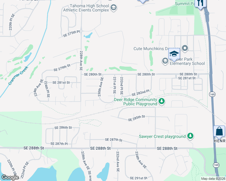map of restaurants, bars, coffee shops, grocery stores, and more near 28118 231st Place Southeast in Maple Valley