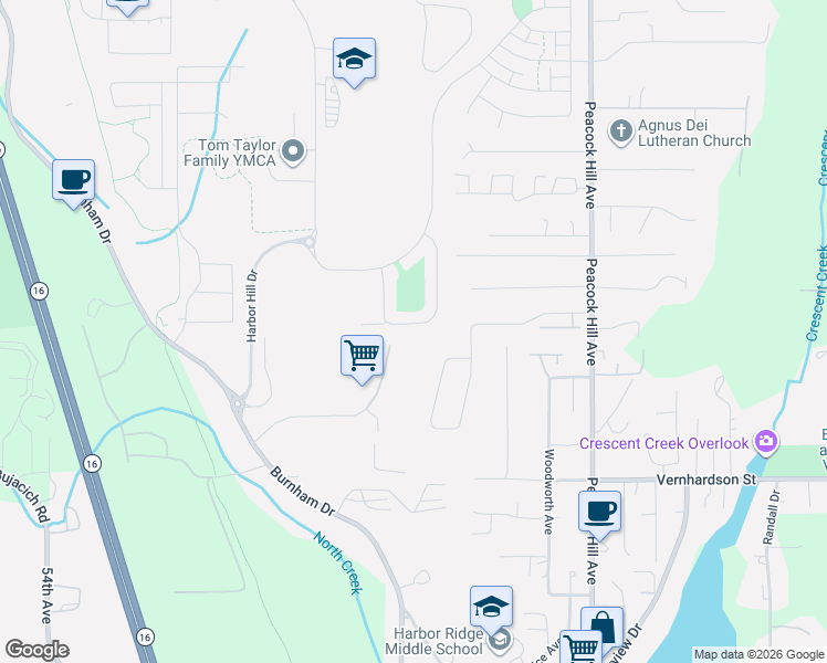 map of restaurants, bars, coffee shops, grocery stores, and more near 10193 Sentinel Loop in Gig Harbor