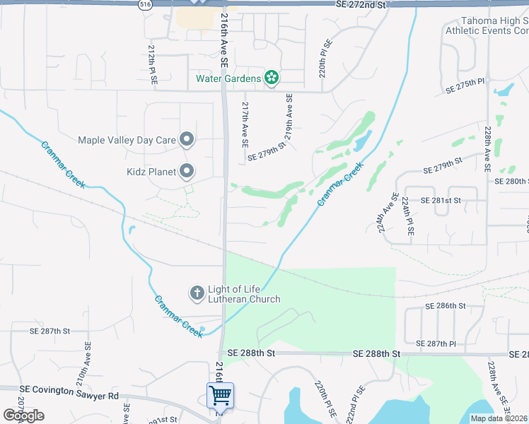 map of restaurants, bars, coffee shops, grocery stores, and more near 28120 219th Place Southeast in Maple Valley